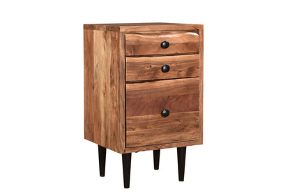 30" Brown Solid Wood Three Drawers Filing Cabinet