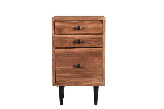 30" Brown Solid Wood Three Drawers Filing Cabinet