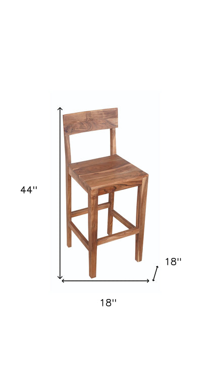 30" Brown Solid Wood Bar Height Bar Chair