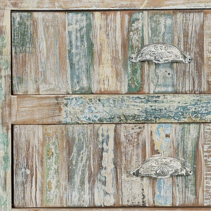50" White Distressed Reclaimed Wood Open And Enclosed Storage Entertainment Center