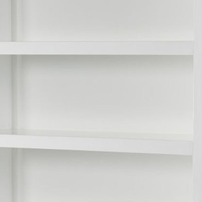 77" Antiqued White Solid Wood Five Tier Bookcase