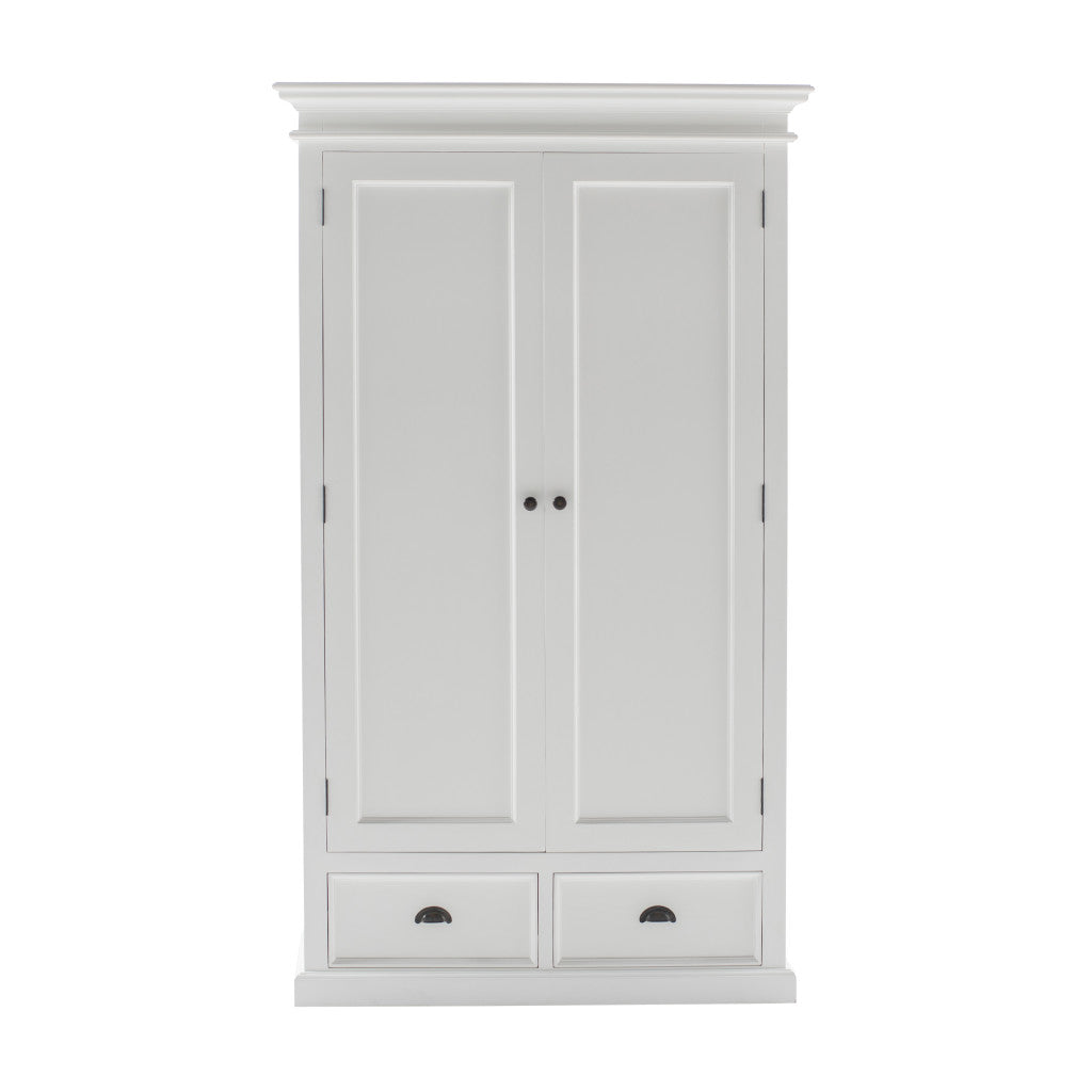 43" Off White Solid Wood Two Drawer