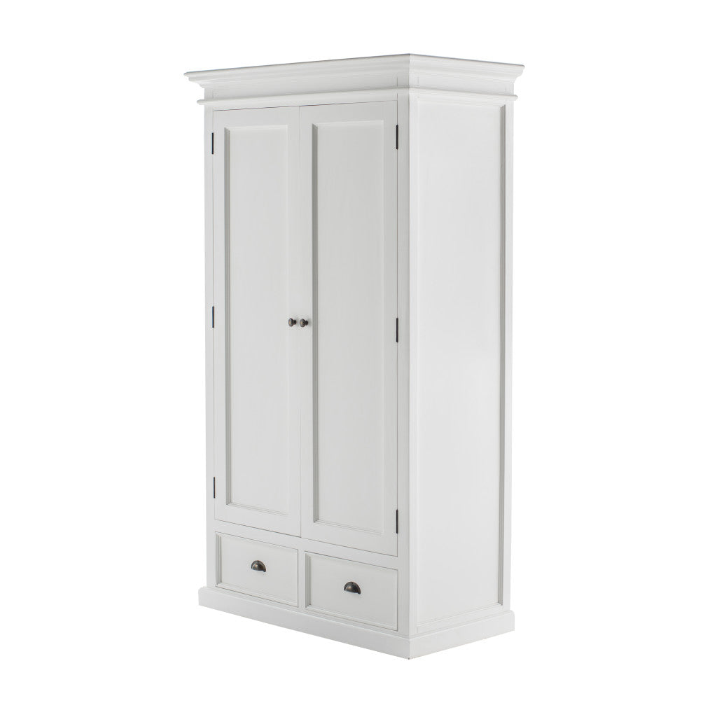 43" Off White Solid Wood Two Drawer