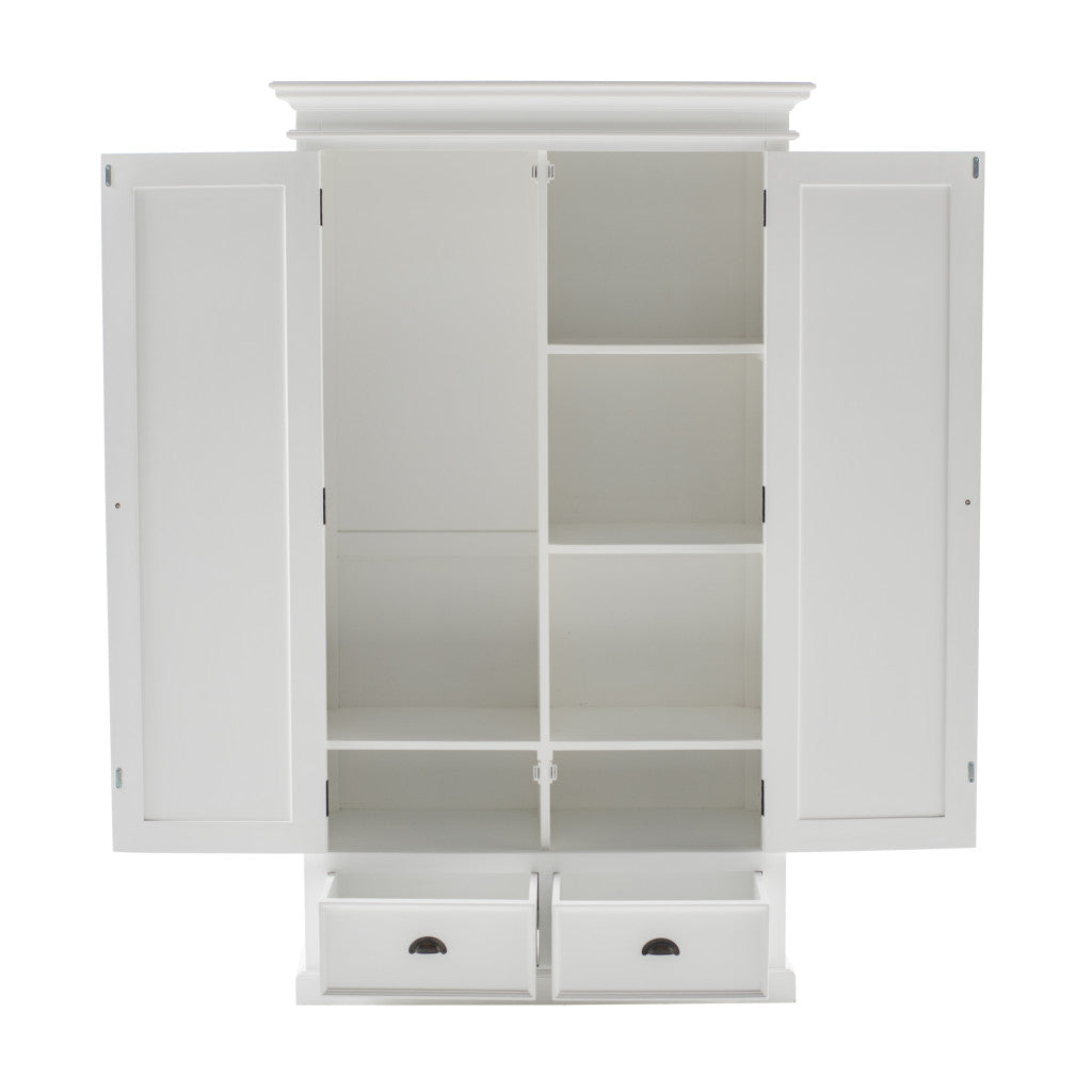 43" Off White Solid Wood Two Drawer