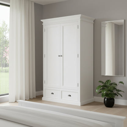 43" Off White Solid Wood Two Drawer