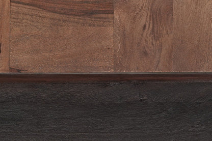 40" Dark Brown and Black Solid Wood Square Block Coffee Table