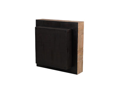 40" Brown and Black Solid Wood Square Block Coffee Table