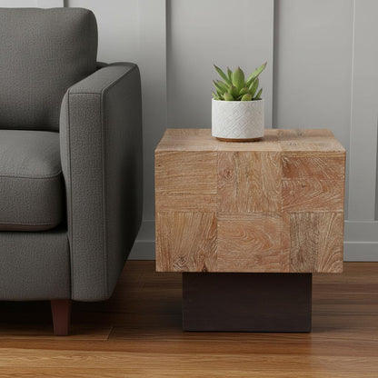 22" Black And Brown Solid Wood Square End Table