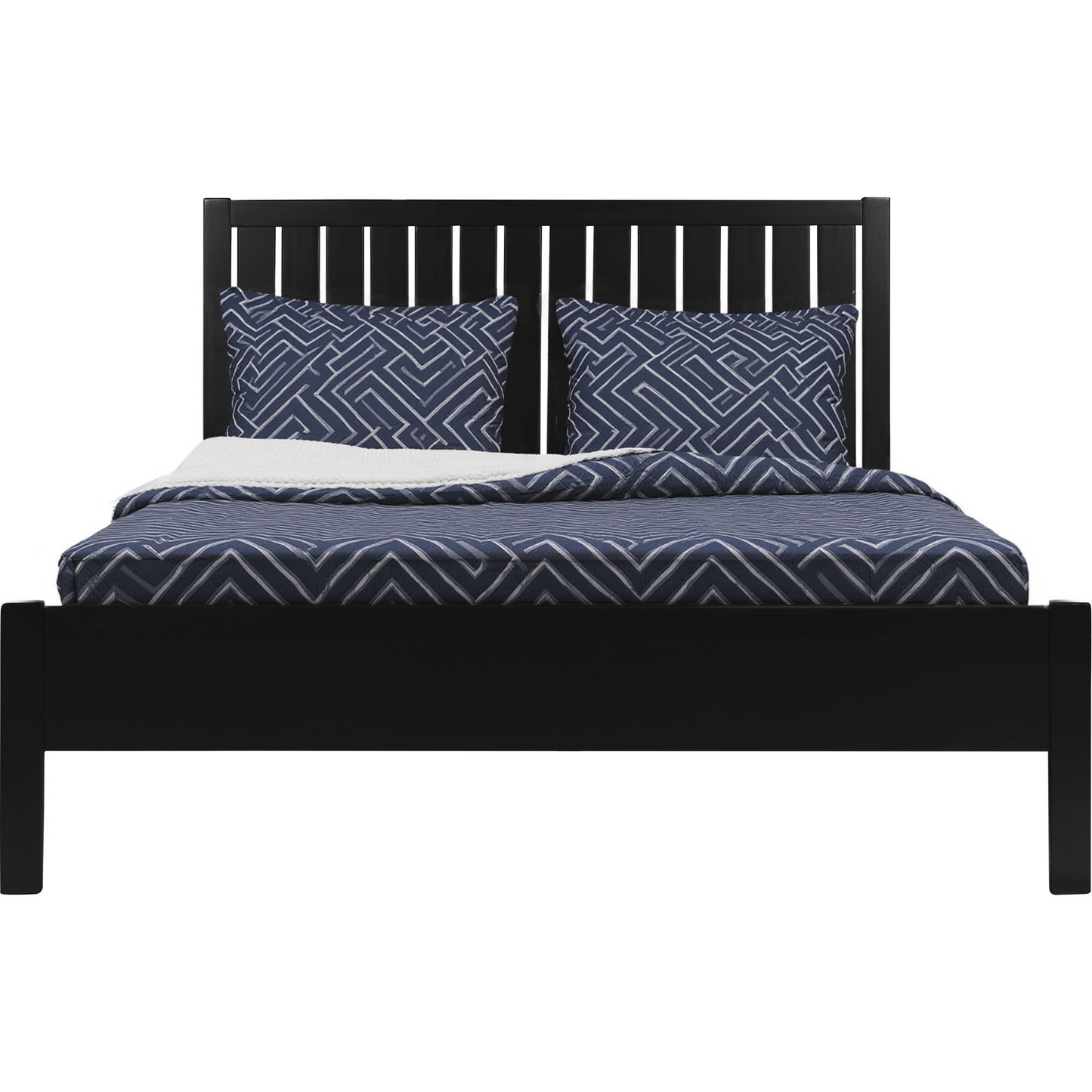 Black Solid Wood Queen Bed Frame