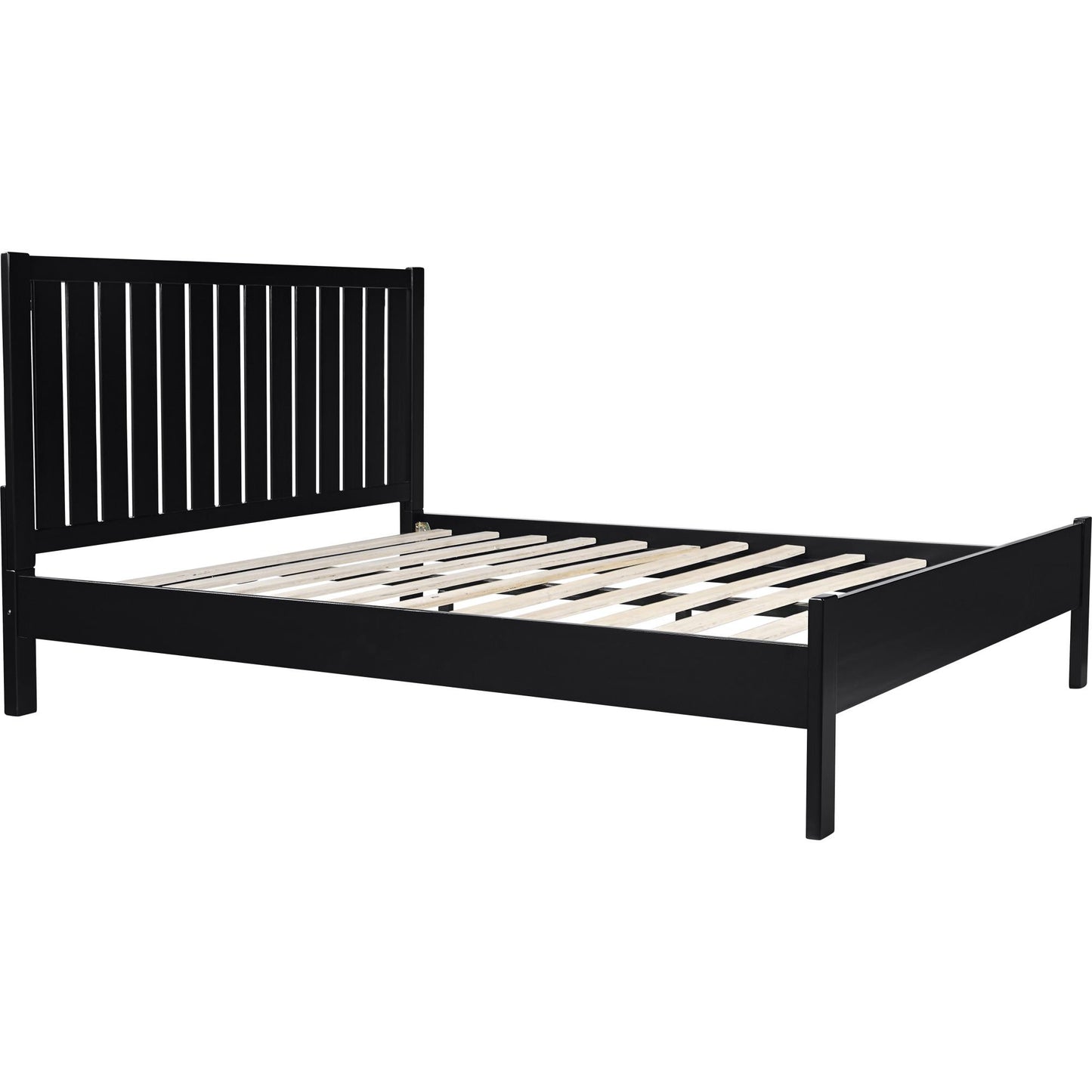 Black Solid Wood Queen Bed Frame