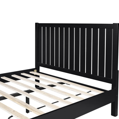 Black Solid Wood King Bed Frame