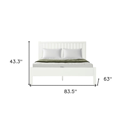White Shiplap Texture Solid Wood Queen Bed Frame