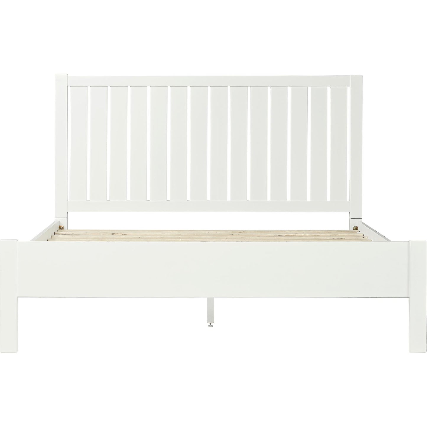 White Shiplap Texture Solid Wood Queen Bed Frame