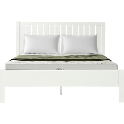White Shiplap Texture Solid Wood King Bed Frame