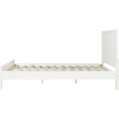 White Shiplap Texture Solid Wood King Bed Frame