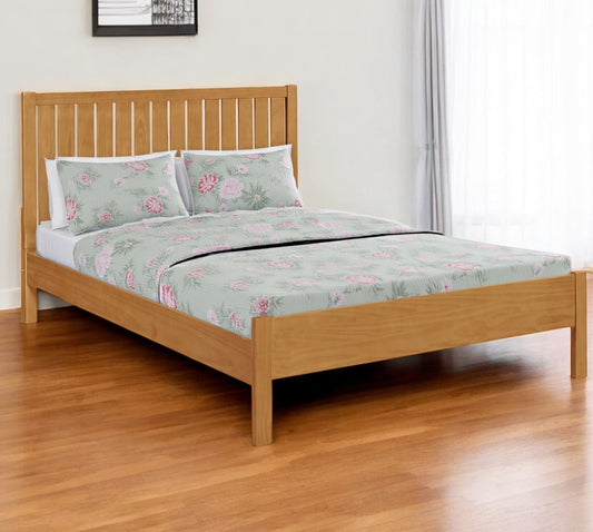 Natural Shiplap Texture Solid Wood Queen Bed Frame