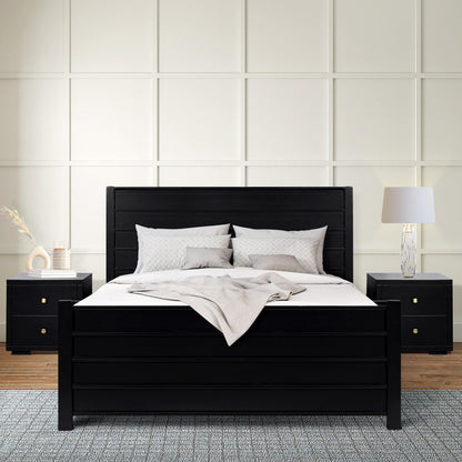 Black Solid Wood Queen Bed Frame