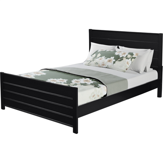 Black Solid Wood King Bed Frame