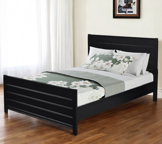 Black Solid Wood King Bed Frame