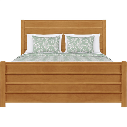 Brown Ribbed Texture Solid Wood Queen Bed Frame