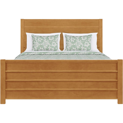 Brown Ribbed Texture Solid Wood King Bed Frame