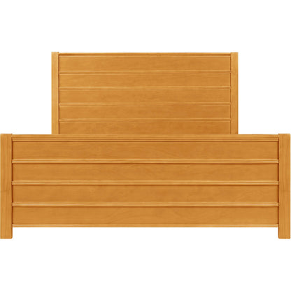 Brown Ribbed Texture Solid Wood King Bed Frame