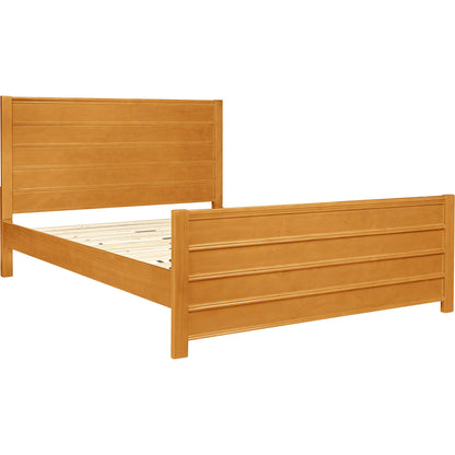 Brown Ribbed Texture Solid Wood King Bed Frame