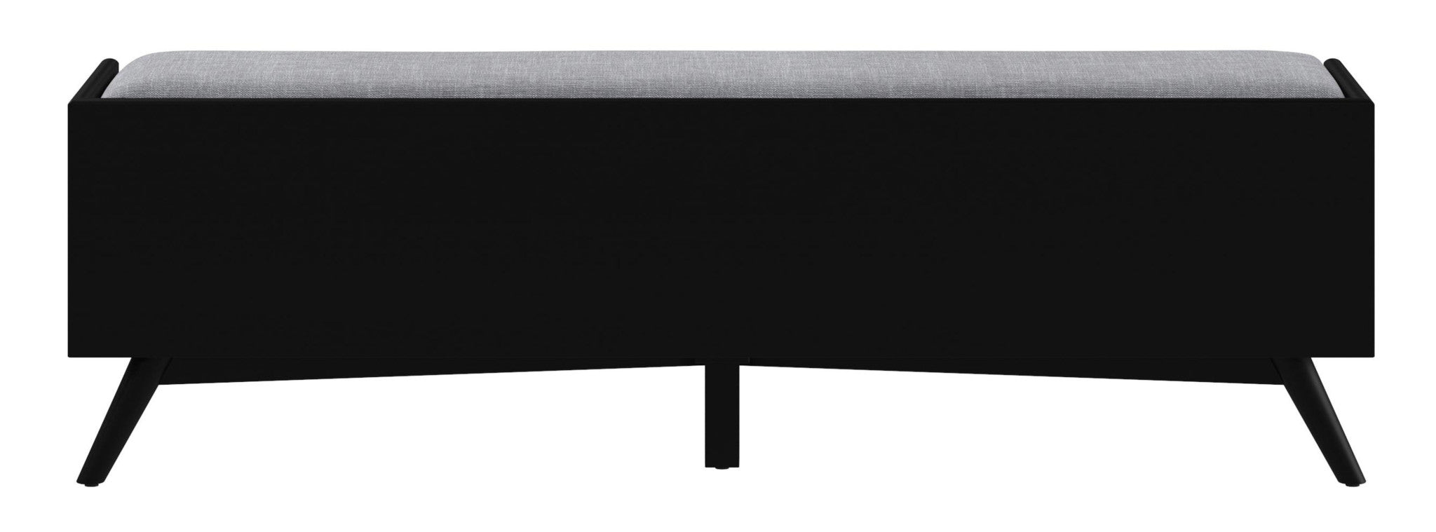 59" Gray and Black Fabric Upholstered Storage Bench with Drawers