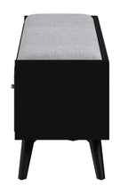 59" Gray and Black Fabric Upholstered Storage Bench with Drawers