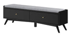 59" Gray and Black Fabric Upholstered Storage Bench with Drawers