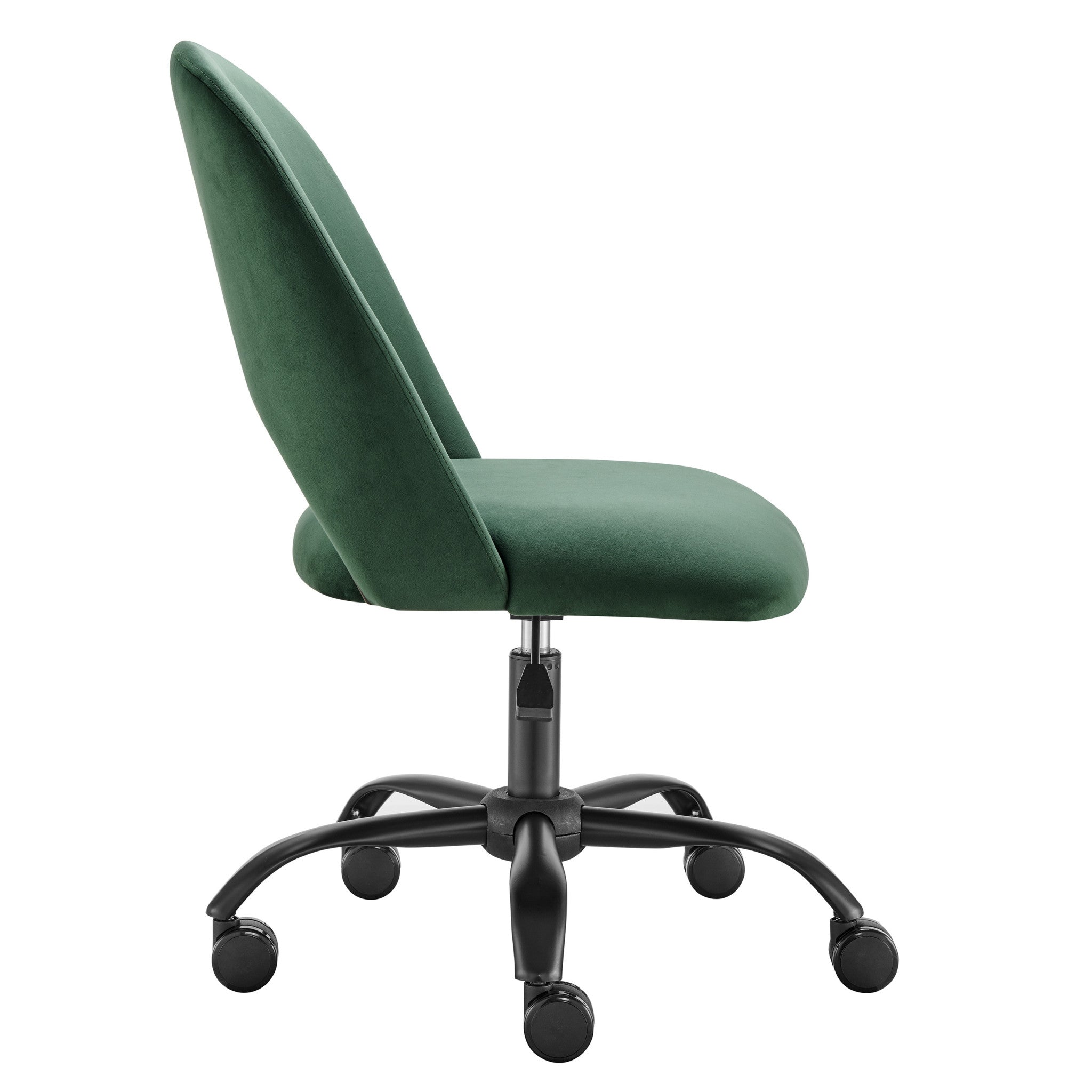 Green and Black Steel and Velvet Adjustable Swivel Rolling Conference Office Chair