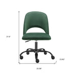 Green and Black Steel and Velvet Adjustable Swivel Rolling Conference Office Chair
