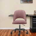 Rose and Black Steel and Velvet Adjustable Swivel Rolling Conference Office Chair