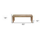 60" Natural Distressed Solid Wood Dining Bench