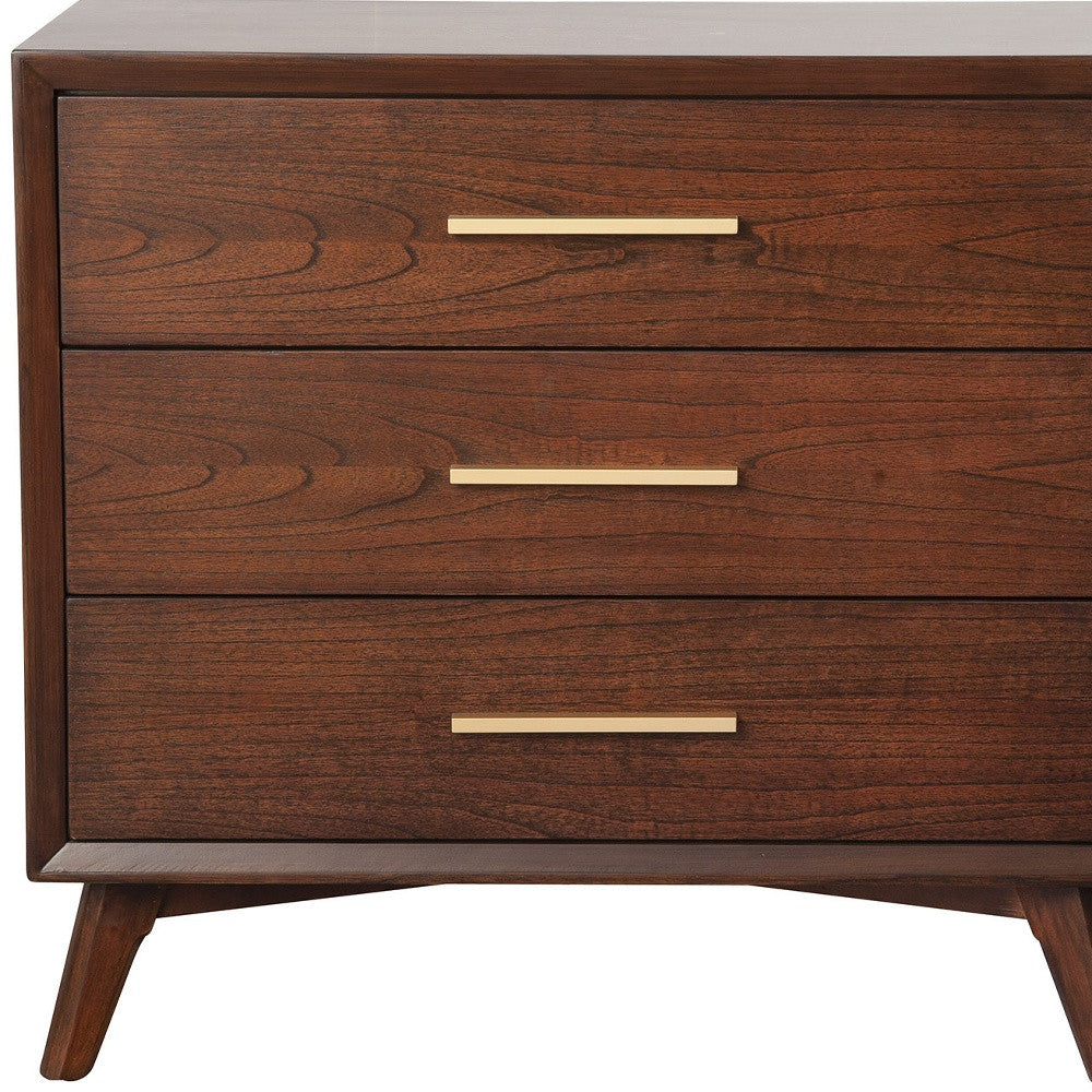 36" Brown Solid Wood Three Drawer Dresser
