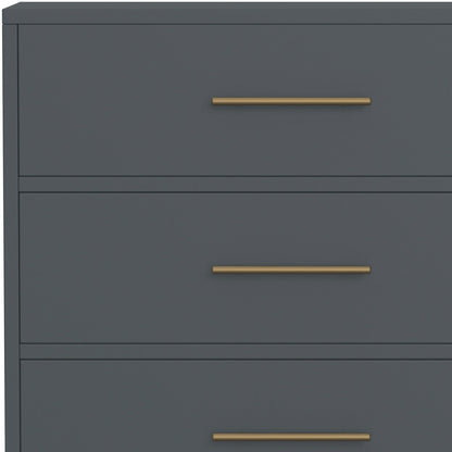 33" Gray Solid Wood Five Drawer Dresser
