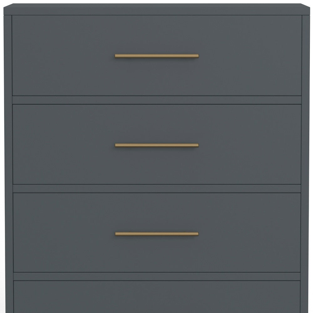 33" Gray Solid Wood Five Drawer Dresser