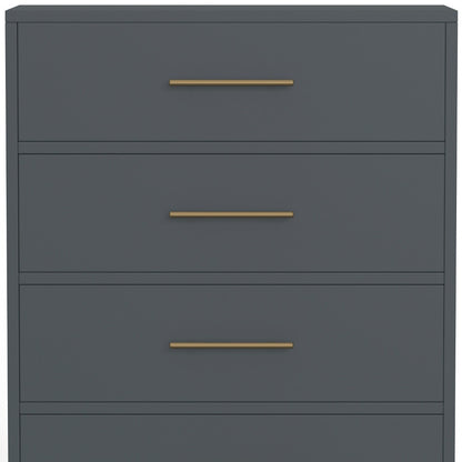 33" Gray Solid Wood Five Drawer Dresser