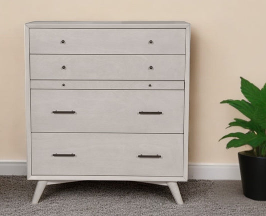 38" Gray Solid Wood Four Drawer Chest