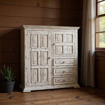 55" White Solid Wood Three Drawer Gentlemans Chest