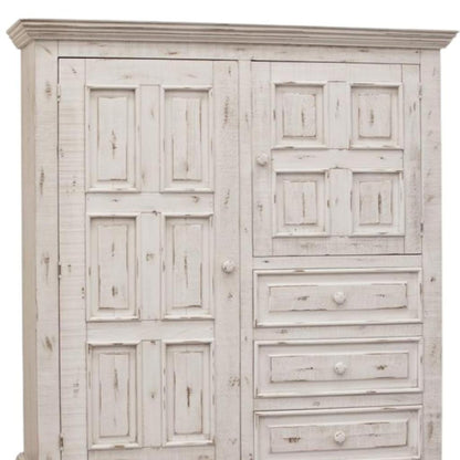55" White Solid Wood Three Drawer Gentlemans Chest