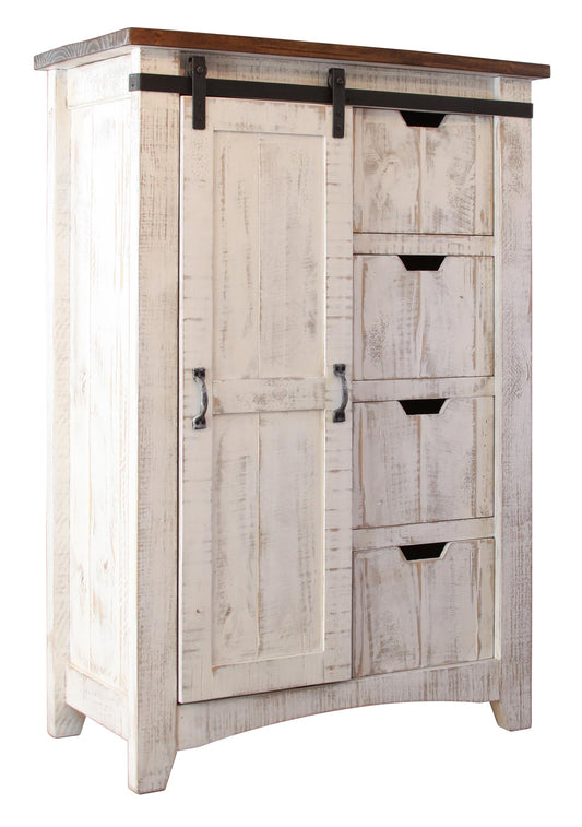 54" Brown And White Solid Wood Four Drawer Combo Dresser