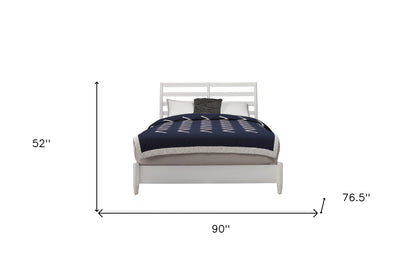 White Slat Back Solid Wood California King Bed Frame