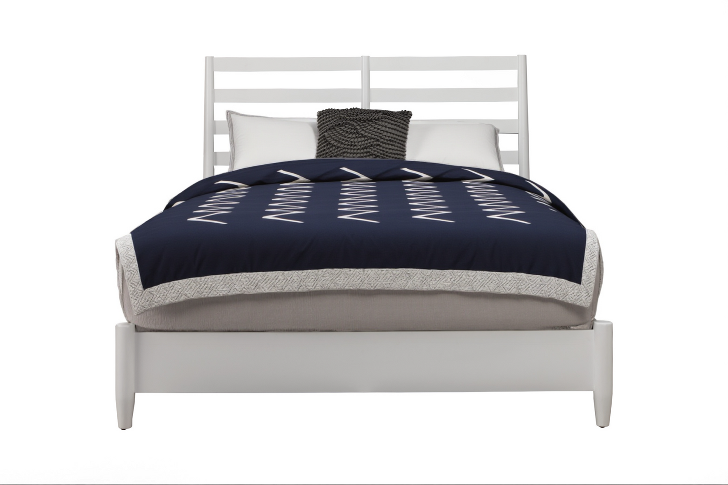White Slat Back Solid Wood California King Bed Frame