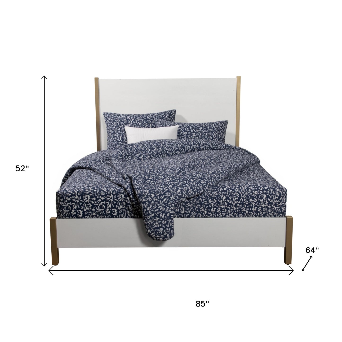 Gold And White Wood Queen Bed Frame