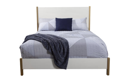 Natural and White Solid Wood And Upholstery California King Bed Frame
