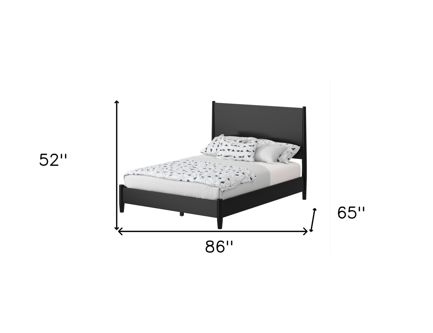 Black Solid Wood Queen Bed Frame