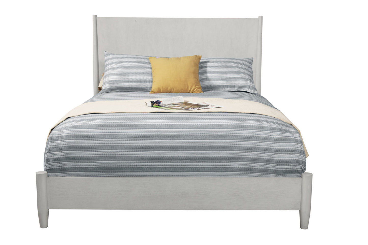 Gray Solid Wood California King Bed Frame