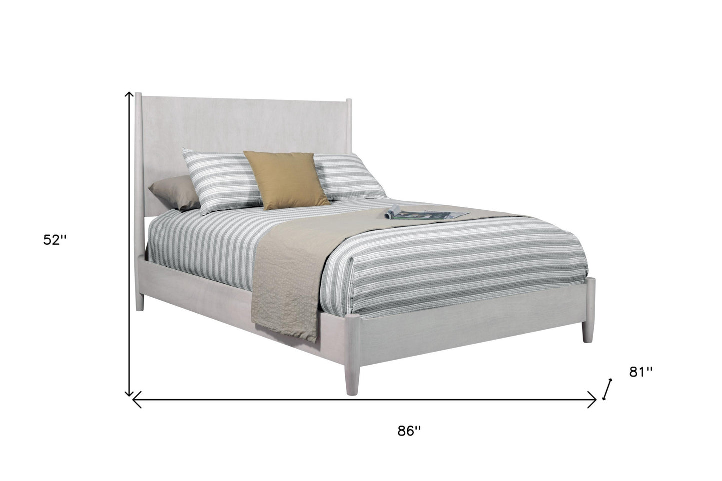 Gray Solid Wood King Bed Frame