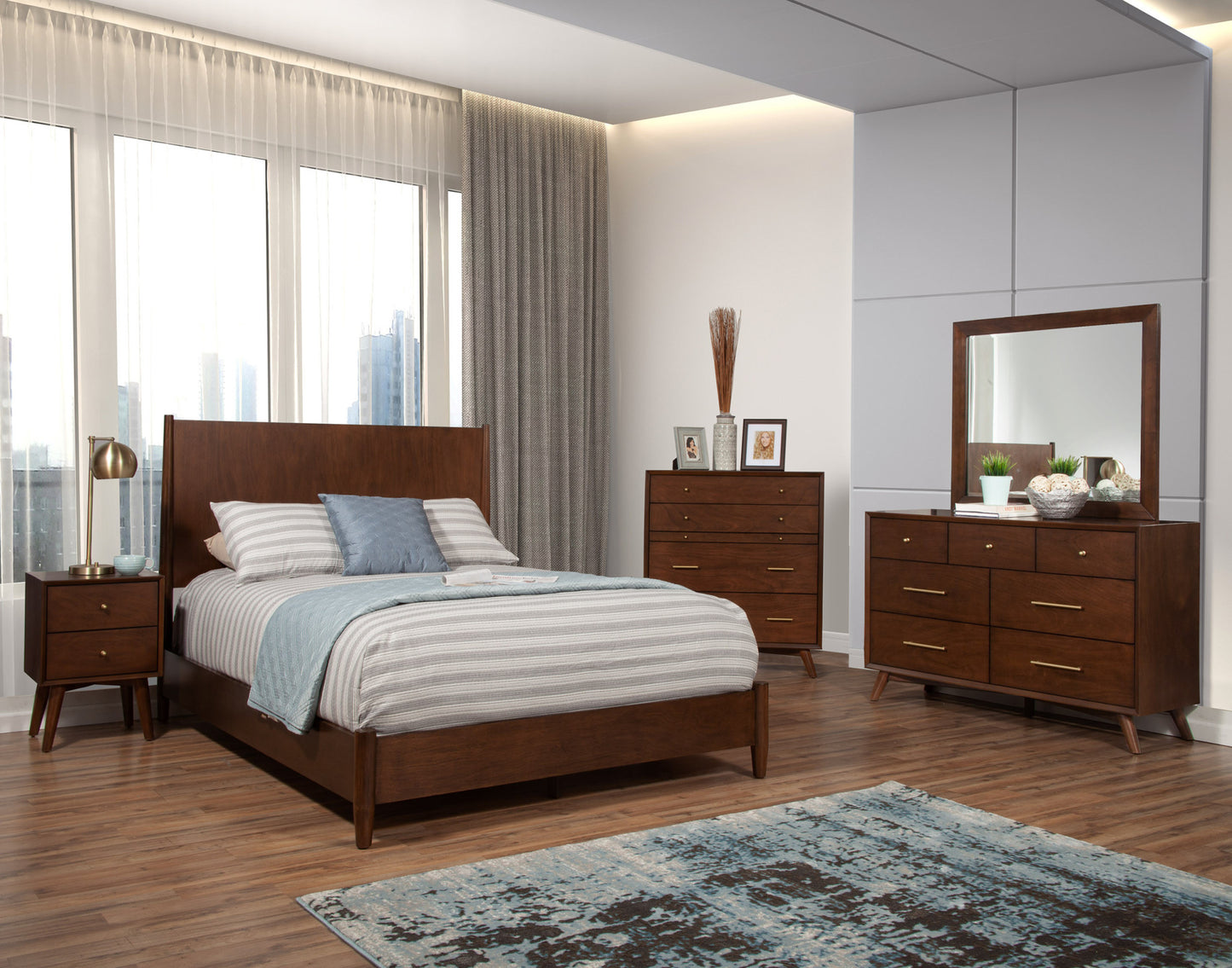 Brown Solid Wood Queen Bed Frame